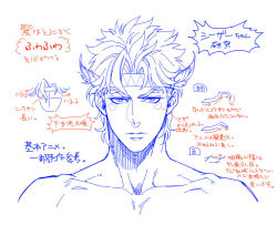 Rule 34 | 1boy, bare shoulders, caesar anthonio zeppeli, character sheet, feather hair ornament, feathers, feather hair ornament, headband, jojo no kimyou na bouken, kuren, looking at viewer, male focus, solo, translation request