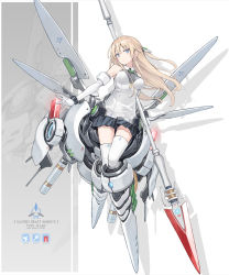 Rule 34 | 1girl, armpits, bare shoulders, black skirt, blonde hair, blue eyes, blush, breasts, closed mouth, commentary request, elbow gloves, english text, floating hair, gloves, glowing, half updo, highres, holding, holding polearm, holding spear, holding weapon, long hair, looking at viewer, mecha musume, mechanical wings, medium breasts, miniskirt, original, pleated skirt, poco (asahi age), polearm, revision, shirt, sidelocks, skirt, sleeveless, sleeveless shirt, solo, spear, thighhighs, very long hair, weapon, white gloves, white shirt, white thighhighs, wings, zettai ryouiki