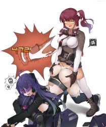 Rule 34 | 1futa, 1girl, ahegao, ahoge, ass grab, black panties, blush, boots, breasts, brown footwear, brown gloves, clothed sex, clothing aside, covered erect nipples, cross-section, cum, cum in pussy, cum overflow, damage numbers, dragoon (girls&#039; frontline), ejaculation, futa with female, futanari, girls&#039; frontline, gloves, heart, highres, internal cumshot, large breasts, long hair, long sleeves, nipples, open mouth, panties, panties aside, penis, ppkoly, purple-tinted eyewear, purple hair, saiga-12 (girls&#039; frontline), sangvis ferri, sex, sex from behind, simple background, spoken heart, spoken skull, teeth, thighhighs, tinted eyewear, tongue, tongue out, torn clothes, underwear, vaginal, visor, white background, white legwear, yellow eyes