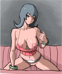 Rule 34 | 1girl, breasts, creatures (company), game freak, gym leader, large breasts, navel, nintendo, nipples, pokemon, pussy, red eyes, sabrina (pokemon), smile, solo, uncensored