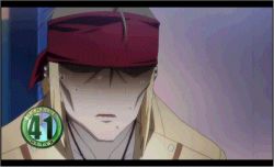 10s angel_beats! animated animated_gif cuffs dry_mouth dying handcuffs headband male_focus thumbs_up tk_(angel_beats!)