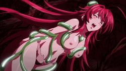 Rule 34 | animated, animated gif, breasts, embarrassed, high school dxd, large breasts, nude, red hair, rias gremory, slime, torn clothes