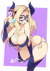 Rule 34 | 10s, 1girl, 2019, artist name, ass, bikini, boku no hero academia, border, breasts, butt crack, cleavage, dated, food, front-tie bikini top, front-tie top, hair ornament, highres, hot vr, large breasts, licking lips, long hair, looking at viewer, md5 mismatch, mount lady, outside border, popsicle, purple background, side-tie bikini bottom, simple background, solo, swimsuit, tongue, tongue out, white border