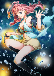 Rule 34 | 1girl, absurdres, air bubble, bad id, bad pixiv id, blue eyes, blush, breasts, bubble, cleavage, female focus, highres, lantern, large breasts, long hair, looking at viewer, mi koto, midriff, original, personification, pink hair, solo, underwater