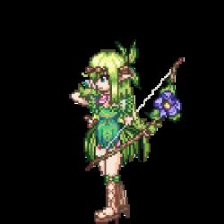 Rule 34 | 1girl, animated, animated gif, arrow (projectile), blue eyes, bow (weapon), elf, elf (monster girl encyclopedia), exet, flower, full body, green hair, high heels, idle animation, kenkou cross, leaf clothing, long hair, lowres, monster girl, monster girl encyclopedia, pixel art, pointy ears, sandals, sheath, sheathed, shoes, solo, sprite, sprites, standing, sword, transparent background, weapon