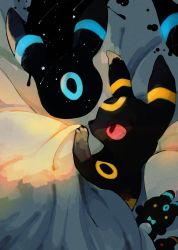 Rule 34 | alternate color, bed, bed sheet, black fur, commentary request, creatures (company), from side, game freak, gen 2 pokemon, highres, lil, nintendo, no humans, pokemon, pokemon (creature), red eyes, shiny and normal, shiny pokemon, stuffed toy, umbreon, under covers, yellow fur