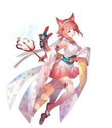 Rule 34 | 1girl, animal ears, bell, blue ribbon, cat ears, cat tail, costume, fake animal ears, feet, female focus, fire emblem, fire emblem fates, fire emblem heroes, floral print, full body, fur-trimmed legwear, fur trim, halloween, halloween costume, hand fan, highres, holding, long hair, matching hair/eyes, multiple tails, nekomata, nintendo, official art, paper fan, pink eyes, pink hair, ribbon, sakura (fire emblem), simple background, solo, tail, thighhighs, toes, transparent background, uchiwa