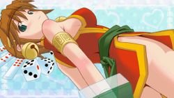 Rule 34 | bell, blonde hair, breasts, chieda tsumoko, collar, dice, earrings, hair ornament, jewelry, jingle bell, large breasts, lowres, moeru mahjong moejong (moejan), tiara