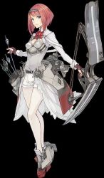Rule 34 | 10s, 1girl, ark royal (kancolle), bob cut, bow, bow (weapon), breasts, corset, holding, holding bow (weapon), holding weapon, kantai collection, konishi (koconatu), looking at viewer, official art, pantyhose, red bow, red hair, rudder footwear, short hair, shorts, showgirl skirt, small breasts, solo, third-party source, tiara, weapon, white pantyhose