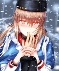 Rule 34 | 1girl, black bow, blue shawl, blush, bow, brown hair, finger in another&#039;s mouth, forest, fur hat, hair between eyes, hair ornament, hairclip, hat, holding another&#039;s wrist, jacket, kantai collection, long hair, long sleeves, looking at viewer, nature, outdoors, papakha, red eyes, red shirt, sabakuomoto, scarf, shawl, shirt, snowing, solo focus, star (symbol), tashkent (kancolle), torn clothes, torn scarf, twintails, white jacket, white scarf, wings, winter