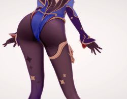 Rule 34 | 1girl, animated, animated gif, artist request, ass, ass focus, ass shake, from behind, genshin impact, gloves, head out of frame, jiggle, leotard, mona (genshin impact), pantyhose, solo, thighlet