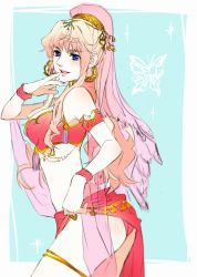 Rule 34 | 1girl, alternate costume, ass, bad id, bad pixiv id, belly dancer, blue eyes, breasts, chiyomaru, dancer, genie, highres, jewelry, macross, macross frontier, multicolored hair, sheryl nome, two-tone hair