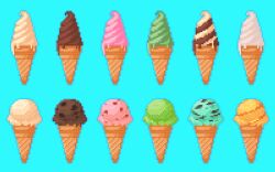 Rule 34 | blue background, chocolate, food, food focus, ice cream, ice cream cone, mint chocolate, no humans, omunikin, original, pixel art, simple background, variations