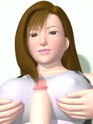 Rule 34 | 1990s (style), 1girl, 3d, animated, animated gif, breasts, brown eyes, brown hair, censored, fighting cuties, final fantasy, final fantasy vii, lips, mosaic censoring, paizuri, paizuri over clothes, penis, solo focus, tifa lockhart, white background