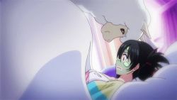 Rule 34 | 10s, 1girl, alpaca, animal, animated, animated gif, bed, black hair, clenched teeth, cucumber, dreaming, love live!, love live! school idol project, love live! the school idol movie, lowres, pajamas, pillow, red eyes, surprised, teeth, trembling, yazawa nico