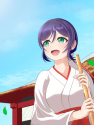 Rule 34 | 1girl, absurdres, aqua eyes, artist name, artist request, blue sky, blush, bow, breasts, broom, cleavage, cloud, collarbone, day, female focus, green eyes, hair ornament, hair ribbon, hair scrunchie, hakama, hakama skirt, highres, holding, holding broom, japanese clothes, kimono, leaf, long hair, long twintails, looking at viewer, looking up, love live!, love live! school idol festival, love live! school idol project, low ponytail, low twintails, medium breasts, miko, nail, nail polish, outdoors, parted lips, ponytail, purple hair, red bow, red hakama, red ribbon, ribbon, scrunchie, skirt, sky, smile, solo, tojo nozomi, twintails, white kimono, wide sleeves