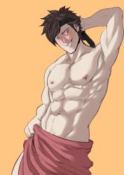 Rule 34 | 1boy, abs, armpits, booty electric, fire emblem, highres, male focus, muscular, naughty face, nintendo, nipples, pectorals, smile, solo, tagme, undressing