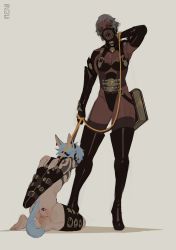 Rule 34 | 1boy, 1girl, absurdres, animal collar, animal ears, arm up, armpits, artist name, artist request, ass, bass (bassenji0), bdsm, bite mark, boots, bound, bound arms, bound legs, breasts, cat boy, cat ears, cat tail, cleavage, clothed female nude male, collar, dark-skinned female, dark skin, elbow gloves, femdom, final fantasy, final fantasy xiv, full body, gloves, grey hair, hair slicked back, half-closed eyes, height difference, hetero, highleg, highleg leotard, highres, holding, holding leash, leash, leotard, lips, lipstick, lipstick mark, lipstick mark on ass, looking at viewer, makeup, mask, medium breasts, miqo&#039;te, mouth mask, multicolored hair, nude, parted lips, pet play, pink hair, roegadyn, seiza, short hair, sitting, sketch, slave, smile, standing, tail, tall female, tattoo, testicles, thigh boots, thighhighs, two-tone hair, warrior of light (ff14), yellow eyes