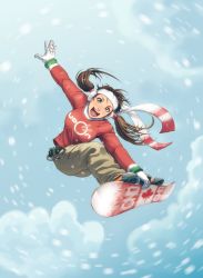 Rule 34 | 1girl, canada, highres, omar dogan, snow, snowboard, solo, twintails, udon entertainment