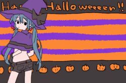 Rule 34 | 1girl, 3774., animated, arm up, black gloves, black shorts, candy, food, gloves, halloween, hat, hatsune miku, jumping, lollipop, multiple views, navel, shorts, tagme, video, vocaloid