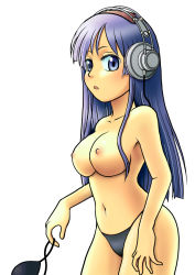 Rule 34 | 1girl, akiyama mio, earphones, k-on!, swimsuit, topless