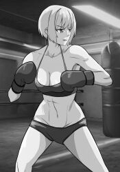 Rule 34 | 1girl, artist request, boxing, groin, navel, short hair, tagme
