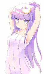 Rule 34 | 1girl, armpits, coo (coonekocoo), hat, long hair, patchouli knowledge, purple eyes, purple hair, solo, touhou