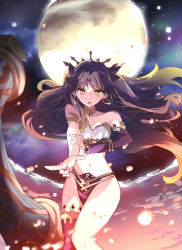 Rule 34 | 1girl, crown, earrings, fate (series), highres, ishtar (fate), jewelry, long hair, looking at viewer, moon, solo