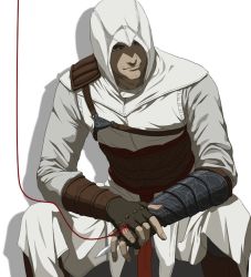 Rule 34 | 1boy, altair ibn la-ahad, assassin&#039;s creed, assassin&#039;s creed (series), blade, gauntlets, gb (doubleleaf), gloves, concealed weapon, hidden blade (assassin&#039;s creed), hood, male focus, scar, solo, string, string of fate, weapon