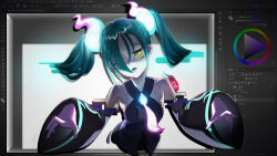 Rule 34 | creatures (company), game freak, ghost miku (project voltage), hair over one eye, hatsune miku, highres, looking at viewer, nintendo, pokemon, project voltage, tagme, tombmonster1234, vocaloid, wide sleeves
