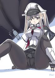 Rule 34 | 1boy, 1girl, admiral (kancolle), anchor, between legs, blonde hair, blush, breasts, capelet, close-up, giant, giantess, graf zeppelin (kancolle), hair between eyes, hat, highres, impossible clothes, jacket, kantai collection, long hair, long sleeves, looking at another, looking down, looking up, medium breasts, military, military uniform, multiple views, naval uniform, necktie, open mouth, pants, pantyhose, peaked cap, purple eyes, red neckwear, seo tatsuya, shoes, sitting, size difference, twintails, twitter username, uniform, white footwear, white hat, white jacket, white pants