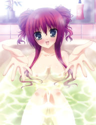 Rule 34 | 00s, 11eyes, 1girl, artist request, bathroom, bathtub, breasts, completely nude, green eyes, highres, knees together feet apart, kouno mio, large breasts, long hair, nipples, nude, official art, red hair, sitting, solo, topless, water