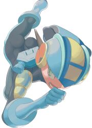 Rule 34 | 1boy, arm cannon, ass, black bodysuit, bodysuit, clenched hand, gloves, green eyes, helmet, highres, looking at viewer, male focus, mega man (series), mega man battle network, mega man battle network (series), megaman.exe, open mouth, simple background, weapon, white background, zinguuzisaburou