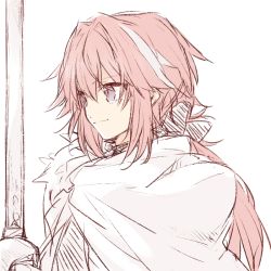 Rule 34 | 1boy, 1girl, androgynous, armor, astolfo (fate), blue eyes, braid, cape, fate/apocrypha, fate/grand order, fate (series), hair intakes, kan&#039;yu (citron 82), long hair, male focus, pink hair, sword, trap, weapon