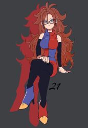 Rule 34 | 1girl, android 21, ankle boots, arm warmers, artist request, big hair, black-framed eyewear, black nails, black pantyhose, blue eyes, boots, breasts, brown hair, crossed legs, curly hair, dragon ball, dragon ball fighterz, dress, earrings, female focus, glasses, high heel boots, high heels, highres, jewelry, long hair, multicolored boots, multicolored clothes, multicolored dress, nail polish, pantyhose, sitting, solo