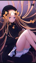 Rule 34 | 1girl, abigail williams (fate), absurdres, black bow, black dress, black hat, blonde hair, blue eyes, bow, closed mouth, dress, fate/grand order, fate (series), floating hair, frilled shorts, frills, hair bow, hat, highres, long hair, long sleeves, looking at viewer, multiple hair bows, parted bangs, short dress, short shorts, shorts, shorts under dress, solo, stuffed animal, stuffed toy, teddy bear, very long hair, white shorts, xeonomi, yellow bow