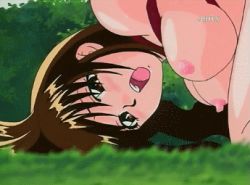Rule 34 | a forbidden time, animated, animated gif, bdsm, blush, bondage, bound, breasts, brown eyes, brown hair, izumi saki, lowres, nipples, open mouth, outdoors