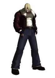 Rule 34 | 1boy, absurdres, blonde hair, bomber jacket, boots, denim, falcoon, fatal fury, fingerless gloves, gloves, hair over eyes, highres, jacket, jeans, male focus, garou: mark of the wolves, pants, snk, solo, terry bogard, the king of fighters, the king of fighters 2003