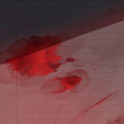 Rule 34 | artist name, blood, blood stain, highres, no humans, original, paper, red theme, rune xiao, shadow, signature