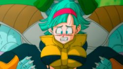 Rule 34 | 1boy, 1girl, alien, anal, animated, animated gif, anus, blue eyes, blunt bangs, blush, bodysuit, boots, bouncing breasts, breasts, bulma, cape, censored, clenched teeth, clothed sex, colored skin, dragon ball, dragonball z, earrings, facing viewer, green hair, green skin, green sky, groin, hairband, censored, hetero, interspecies, jewelry, large breasts, leg grab, legs, mosaic censoring, namek, no panties, official alternate hairstyle, outdoors, pantyhose, penis, pussy, rape, red hairband, reverse suspended congress, saiyan armor, sex, sex from behind, short hair, spread legs, standing, stud earrings, teeth, thighs, torn clothes, torn legwear, yamamoto doujin, yellow bodysuit, zarbon