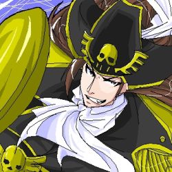 Rule 34 | 1boy, arc system works, battle fantasia, brown hair, freed velez, hat, long hair, lowres, male focus, pirate, pirate hat
