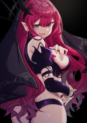 Rule 34 | 1girl, absurdres, ass, back, bare shoulders, black background, black panties, blush, bracelet, breasts, bridal gauntlets, detached sleeves, earrings, baobhan sith (fate), baobhan sith (second ascension) (fate), fate/grand order, fate (series), grey eyes, highres, jewelry, large breasts, long hair, looking at viewer, looking back, ming (luckyckm), open mouth, panties, pink hair, pointy ears, revealing clothes, sideboob, sidelocks, smile, solo, tiara, underwear, veil
