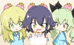 Rule 34 | 3girls, :d, :o, aged down, anchovy (girls und panzer), arms behind back, birthday cake, black hair, black ribbon, blonde hair, blue shirt, braid, brown eyes, cake, candle, carpaccio (girls und panzer), child, clenched hands, commentary, drill hair, finger to mouth, food, fruit, girls und panzer, green eyes, green hair, hair ribbon, jinguu (4839ms), kindergarten uniform, long hair, long sleeves, multiple girls, open mouth, patch, pepperoni (girls und panzer), pleated skirt, red eyes, ribbon, school uniform, shirt, short hair, side braid, skirt, smile, standing, strawberry, strawberry background, twin drills, twintails, yellow skirt