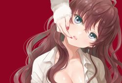 Rule 34 | 10s, 1girl, blue eyes, breasts, brown hair, face, gobou 1000, hand on another&#039;s face, ichinose shiki, idolmaster, idolmaster cinderella girls, long hair, looking at viewer, solo focus
