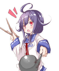 Rule 34 | &gt;:o, 10s, 1girl, :o, ahoge, beize (garbage), chopsticks, circle garbage, hair flaps, highres, kantai collection, ladle, long hair, looking at viewer, necktie, open mouth, purple hair, red eyes, school uniform, serafuku, sketch, solo, taigei (kancolle), twintails, v-shaped eyebrows, whale