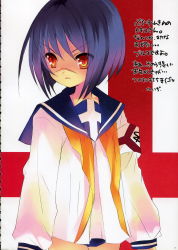 Rule 34 | 00s, blue hair, busou renkin, highres, scar, school uniform, serafuku, tsumura tokiko, yellow eyes