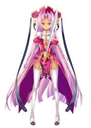 Rule 34 | 1girl, absurdres, aqua eyes, blue eyes, blush, breasts, center opening, cleavage, dark-skinned female, dark skin, detached sleeves, dress, facial mark, female focus, forehead mark, full body, game cg, hair intakes, hand on own hip, highres, hikage eiji, koihime musou, light smile, long hair, long sleeves, looking at viewer, navel, no bra, no panties, official art, pink hair, shin koihime musou, sleeves past wrists, solo, sonken, sword, tan, thighhighs, transparent background, underboob, weapon, white background, white thighhighs