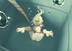 Rule 34 | 10s, 1girl, absurdres, air bubble, arms behind back, asphyxiation, barefoot, bdsm, blonde hair, blush, bondage, bound, breasts, bubble, cleft of venus, collarbone, completely nude, drowning, feet, female focus, full body, highres, navel, nipples, nude, open mouth, peril, pussy, rope, rou (rou22), small breasts, soles, solo, tanya degurechaff, toes, uncensored, underwater, youjo senki