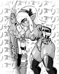 Rule 34 | 2girls, against wall, armor, arrow (projectile), bikini armor, boots, bow (weapon), breasts, dark elf, dark elf beastmaster, detached sleeves, dragon&#039;s crown, elf, elf (dragon&#039;s crown), jellot, large breasts, multiple girls, pointy ears, thigh boots, thighhighs, thong, weapon, yuri