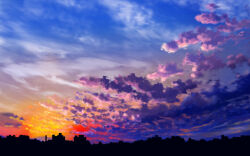 1984d blue_sky cloud cloudy_sky commentary_request evening gradient_sky orange_sky original scenery sky sky_focus